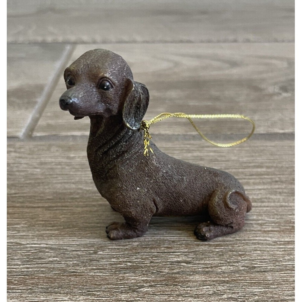 Dachshund Collectible Christmas Tree Ornament Brown Black Figurine Dog
